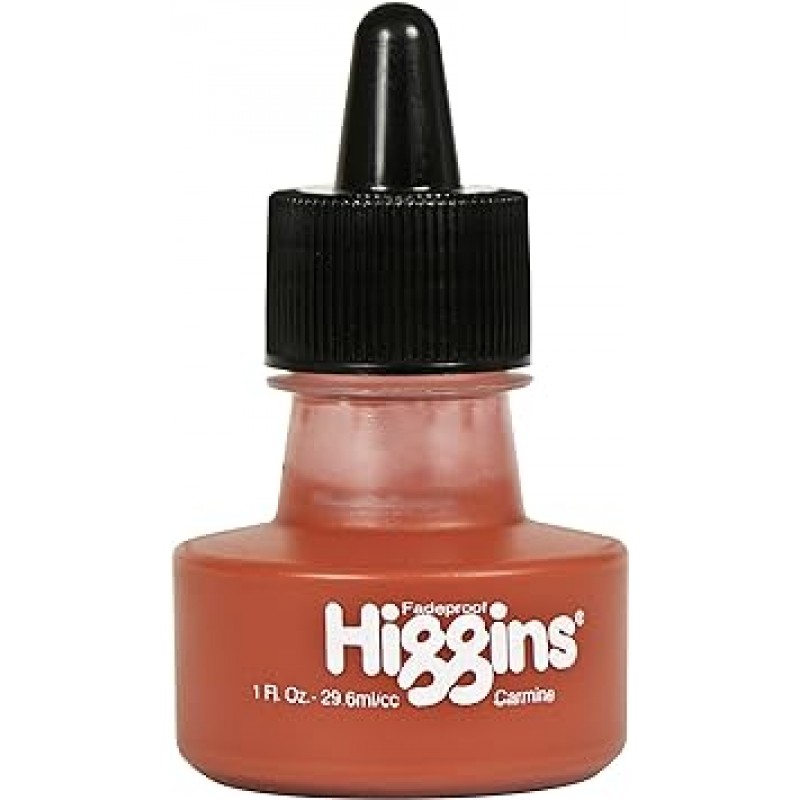 Higgins 피그먼트 드로잉 잉크, Carmine Red, 1온스 병(44655) by Higgins