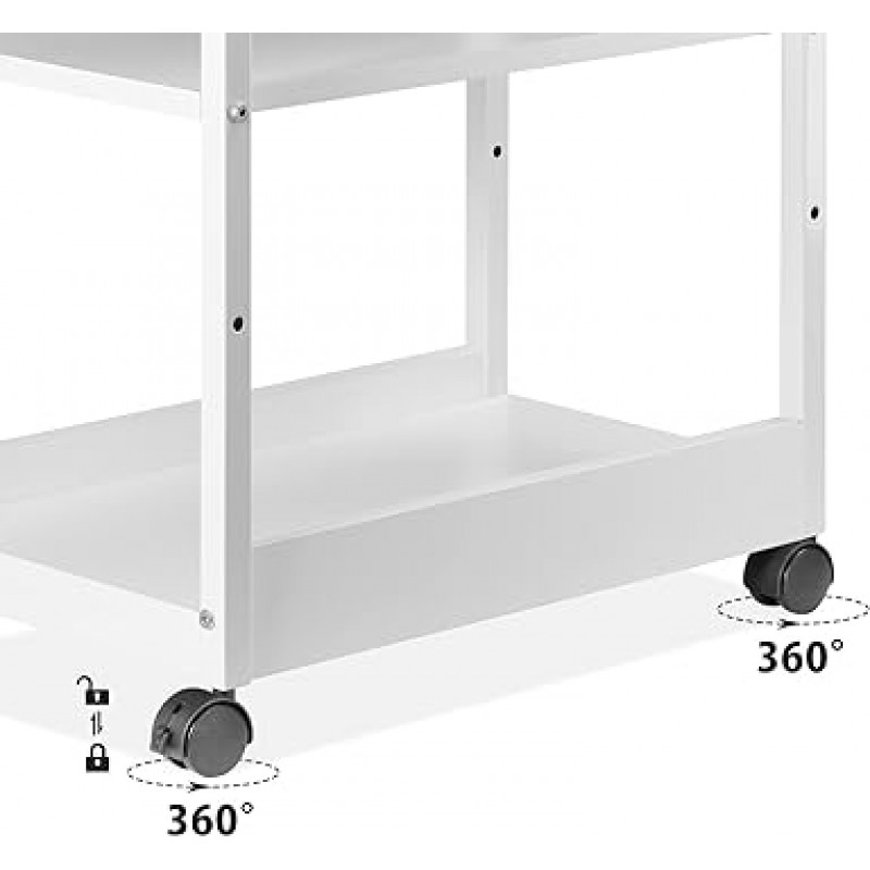 YeTom Computer Rack, Side Wagon, with Drawers, PC Rack, Wheeled Wagon, PC Wagon, Board Adjustable, Printer Rack, 슬리브 데스크, 슬리브 데스크, 너비 11.8 x 깊이 18.9 x 높이 26.8인치(300 x 480 x 680mm), 게임기 랙, 흰색