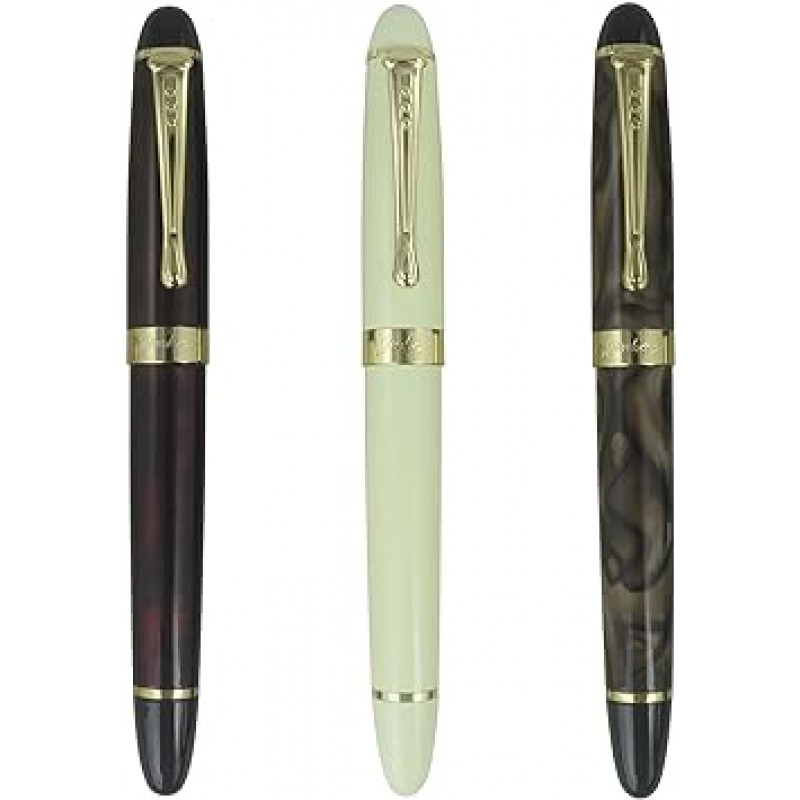 Jinhao X450 만년필 세트 3 색 레드 화이트 매직 포그 중자 잉크 컨버터 첨부 실버 트림 펜 케이스 3개