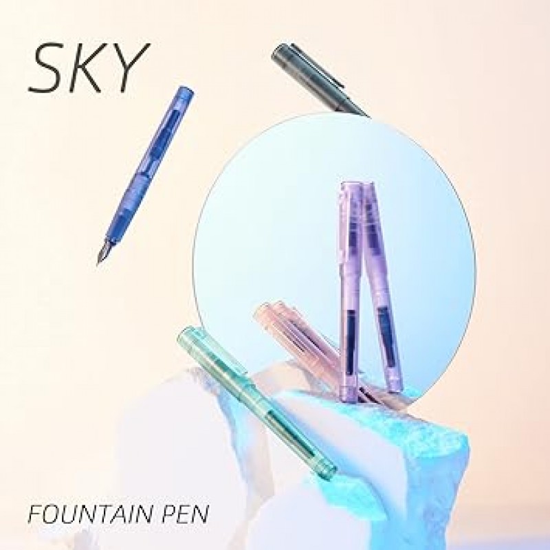 Kaco SKY II 만년필 극세 펜촉 블랙 잉크 카트리지 2개 컨버터 1개 부착 PP박스들이 (블랙 극세 - SKY II)