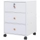 Ansley & HosHo Stylish Side Wagon Chest Cabinet Side Wagon with Wheel Desk Wagon 3 Tiers Wood White