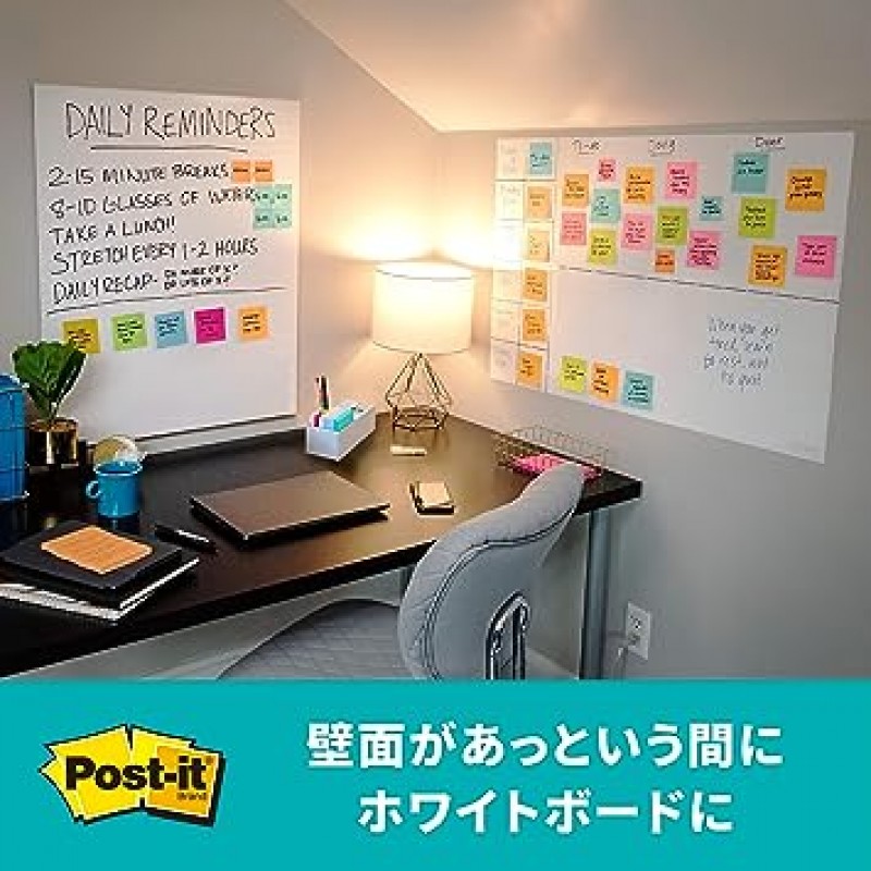 3M Post-it FWS 3 x 2 건식 지우기 보드 시트, 영구 펜과 함께 사용 가능, 3 x 2