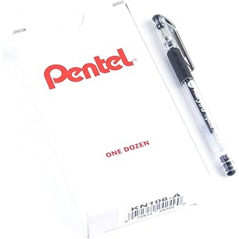 Pentel Arts 하이브리드 테크니카 0.6mm 펜 세자 블랙 잉크 12개들이 박스 (KN106-A)