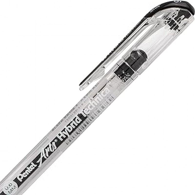 Pentel Arts 하이브리드 테크니카 0.6mm 펜 세자 블랙 잉크 12개들이 박스 (KN106-A)