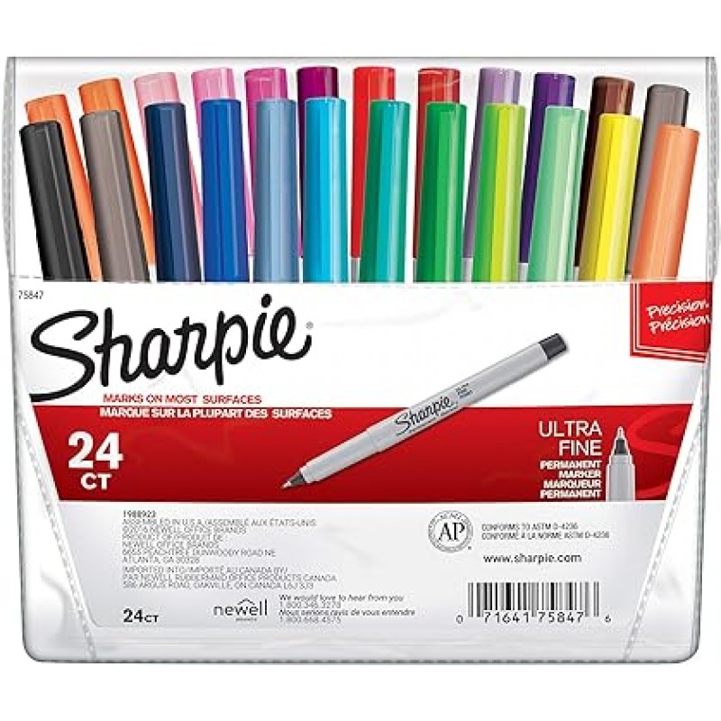 Sharpie 공식 유성 펜 마커 아트 일러스트레이션 유성 만화 드로잉 스케치 만화 장식 낙서 엑스트라 파인 24 세트