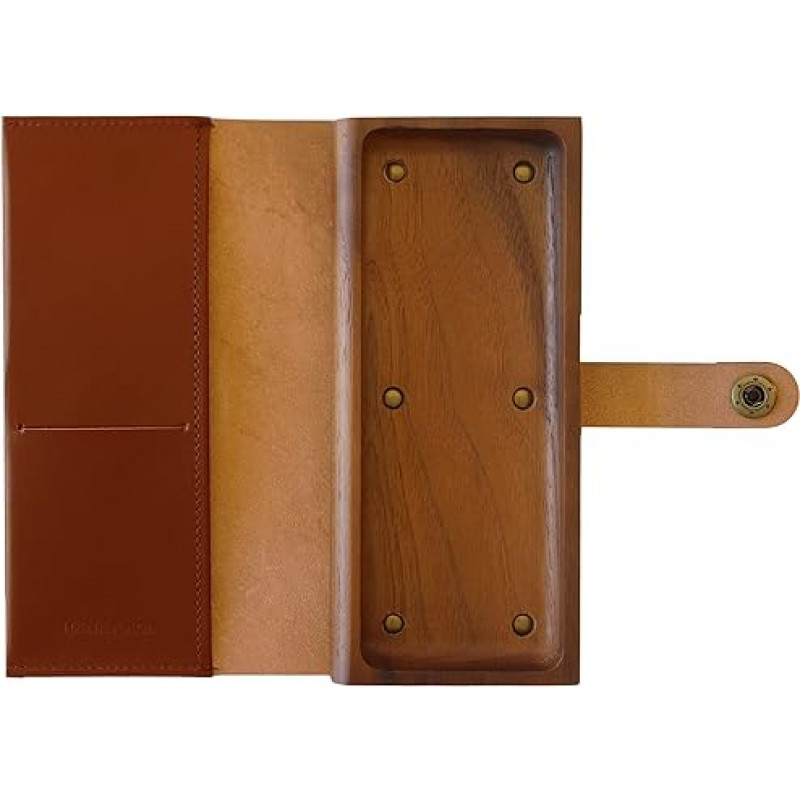 Hanatora - Curio Tanned Leather & Walnut 펜 케이스, 우드, 다크 브라운