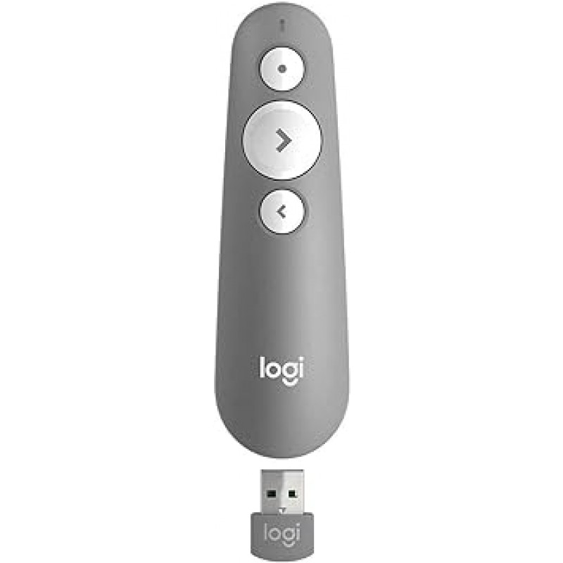 Logicool R500sMG 포인터, 중간 회색, 빨간색, 레이저, Bluetooth, USB, 프레젠테이션, 무선, 레이저 포인터, Presenter R500