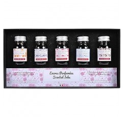 Erban Herbin hb18700 Mini Ink Coffret Scented Ink, 0.3fl oz(10ml), 5개 팩(오렌지 앰버, 바이올렛 퍼플, 로즈 레드, 라벤더 블루, 카카오 브라운)