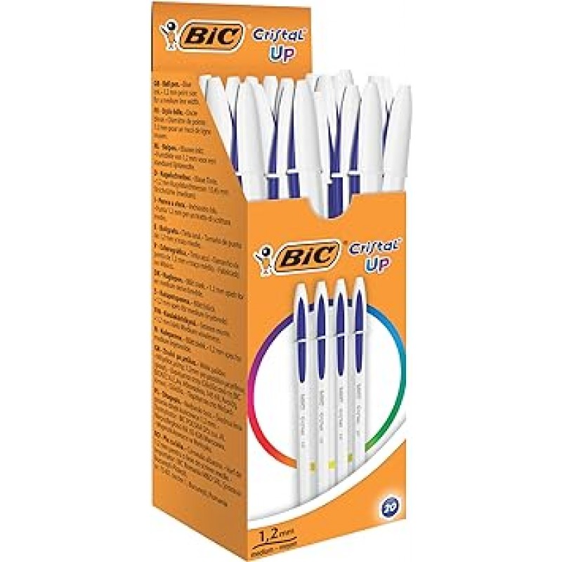 BIC 크리스탈 업 볼펜 - 블루, 20개들이 팩