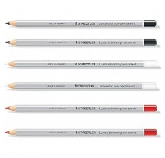 Staedtler Lumocolor 108 Omnichrome 건조 마커 비 영구 수용성 연필 (흑백 빨간색)