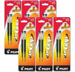 값 팩 6 – Pilot Dr. Grip Center of Gravity 볼펜 잉크 리필, 12 총 Refills , Medium Point , 블랙 잉크( 77271 ) by 조종사