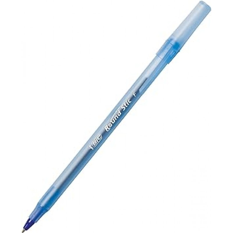 BIC 라운드 스틱 엑스트라 프리시전 볼펜, 파인 포인트(0.8mm), 블루, 12팩(12개)