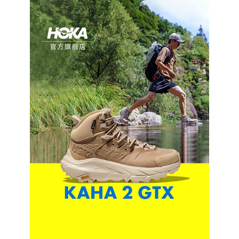 HOKA ONE ONE 남성 및 여성 Kaha 2 미드 컷 하이킹 신발 Kaha 2 GTX 가죽 충격 흡수 방수 지원