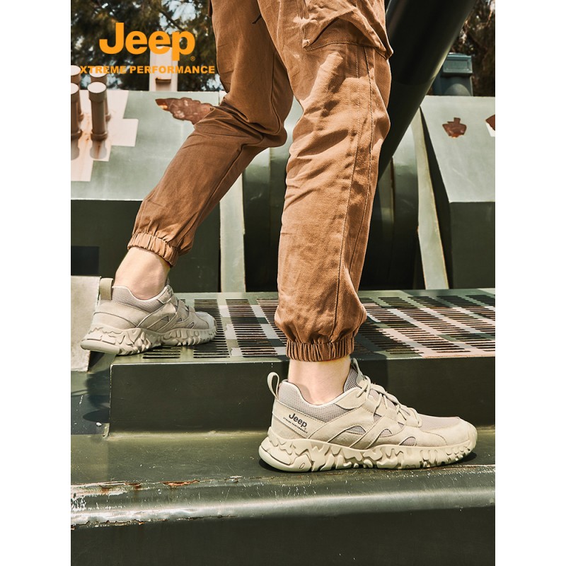 Jeep Jeep 남성용 야외 하이킹 신발, 충돌 방지, 미끄럼 방지, 내마모성 스포츠 신발, 여름용 부드럽고 통기성이 있으며 탄력 있는 하이킹 신발