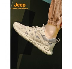 Jeep Jeep 남성용 야외 하이킹 신발, 충돌 방지, 미끄럼 방지, 내마모성 스포츠 신발, 여름용 부드럽고 통기성이 있으며 탄력 있는 하이킹 신발