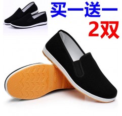 (한 켤레 사면 한 켤레 또는 두 켤레 무료) 여름 남성용 낡은 베이징 천 신발, 통기성이 좋은 검은색 캐주얼 운동화, 노동 보호 작업화