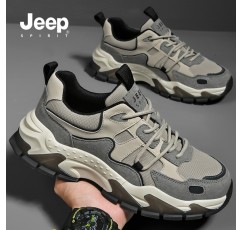 Jeep Jeep 2023 가을 경량 스포츠 캐주얼 신발 증가 아빠 신발 남성용 미끄럼 방지 충격 흡수 하이킹 신발