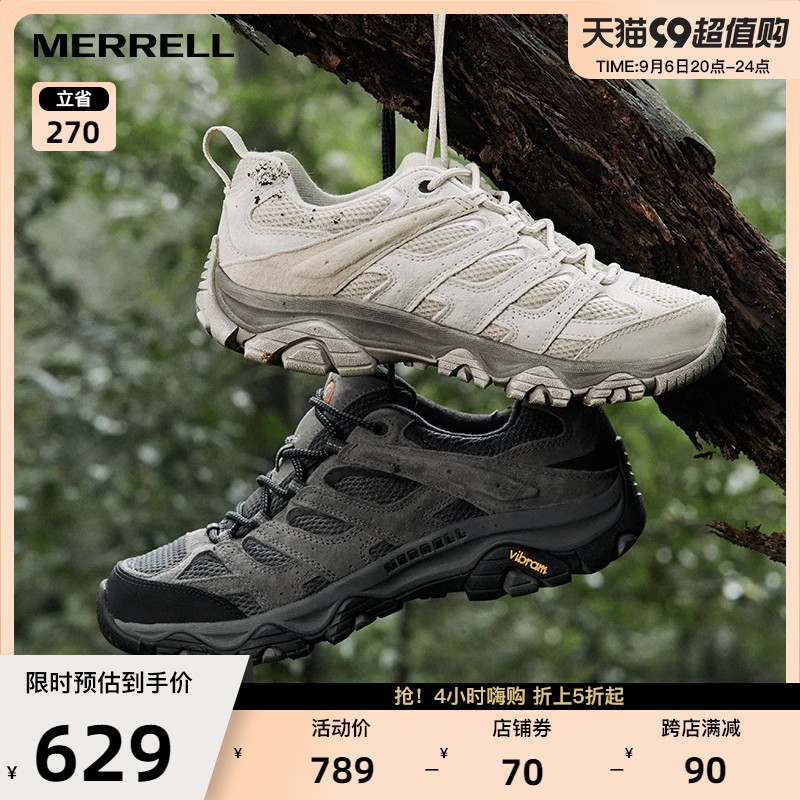 MERRELL 남성 및 여성 야외 스포츠 하이킹 신발 MOAB3 미끄럼 방지 내마모성 통기성 등산 신발