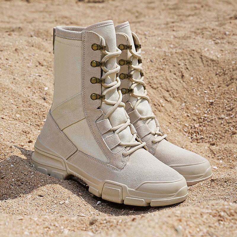 전문 등산 신발, 여성용 여름 사막 하이킹 부츠, 미드 하이 탑 야외 방수, 미끄럼 방지, 통기성, 모래 방지 및 먼지 충전 전투