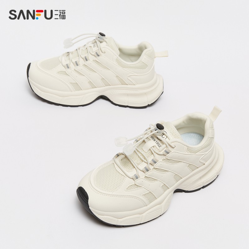 Sanfu 스포츠 신발 여성 신발 2023 패션 캐주얼 메쉬 흰색 신발 간단하고 다목적 Drawstring 하이킹 신발 823273