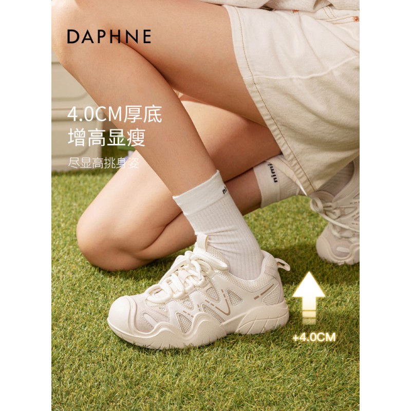 Daphne 두꺼운 밑창 정품 가죽 아빠 신발 여성 가을 ​​큰 머리 추악한 귀여운 신발 2023 새로운 캐주얼 스포츠 신발 하이킹 신발