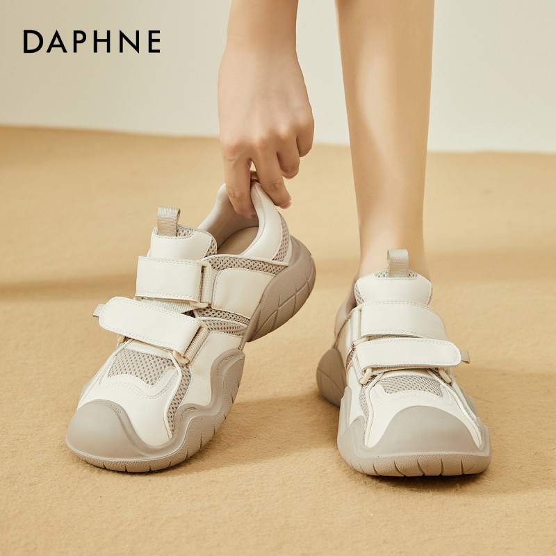 Daphne 발을 보여주는 여성용 작은 아빠 신발 2023 새로운 가을 운동화 두꺼운 밑창 벨크로 추악한 하이킹 신발