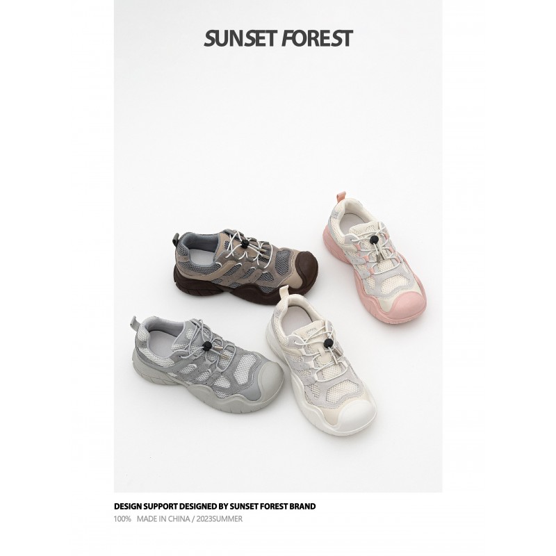 Sunset Forest 2023 가을 새로운 추악한 귀여운 신발 유행 아빠 신발 여성의 두꺼운 밑창 다목적 캐주얼 스포츠 하이킹 신발