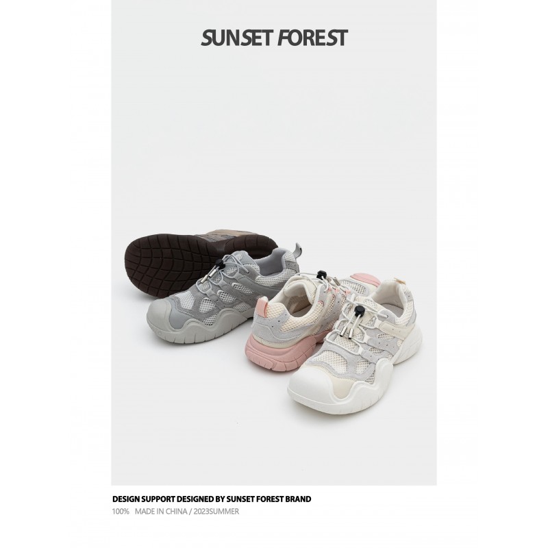 Sunset Forest 2023 가을 새로운 추악한 귀여운 신발 유행 아빠 신발 여성의 두꺼운 밑창 다목적 캐주얼 스포츠 하이킹 신발