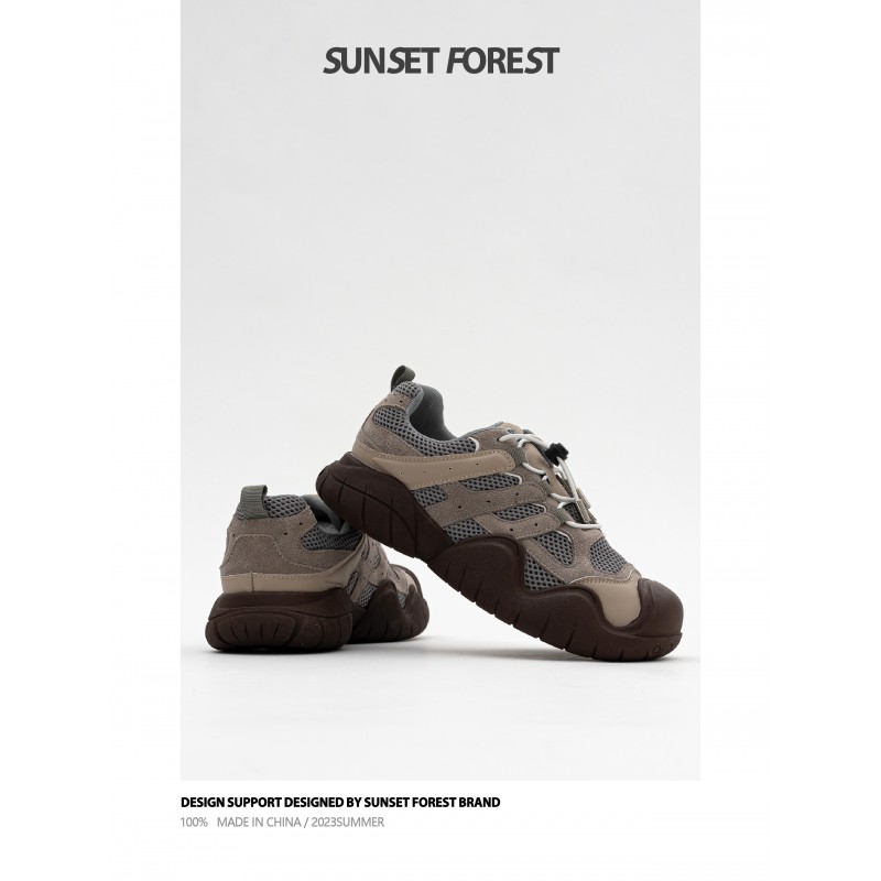 Sunset Forest 2023 가을 새로운 추악한 귀여운 신발 유행 아빠 신발 여성의 두꺼운 밑창 다목적 캐주얼 스포츠 하이킹 신발