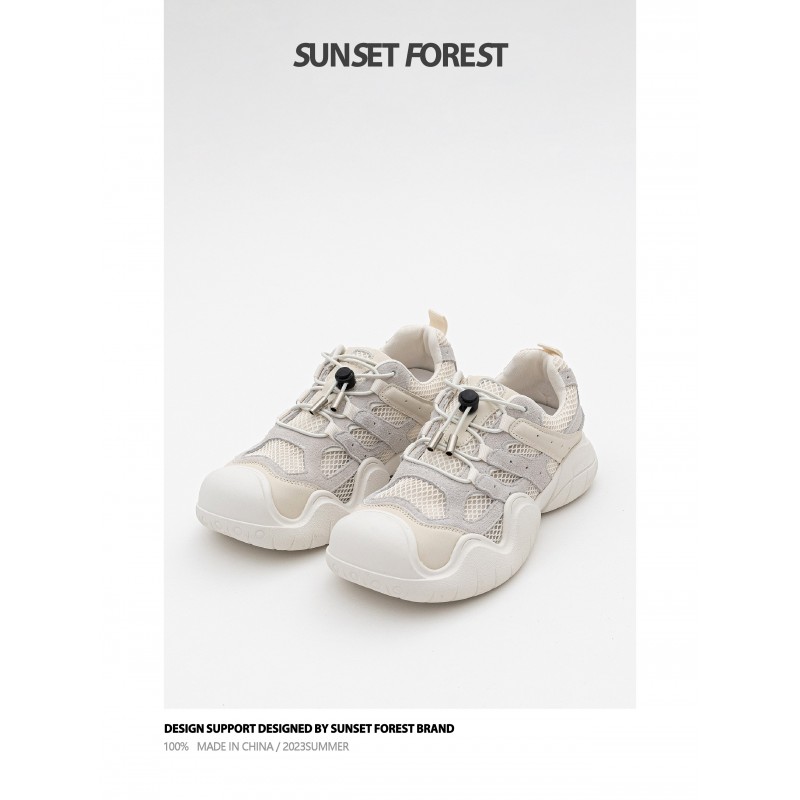 Sunset Forest 2023 가을 새로운 추악한 귀여운 신발 유행 아빠 신발 여성의 두꺼운 밑창 다목적 캐주얼 스포츠 하이킹 신발