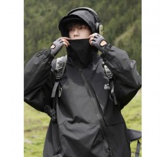 남성용 미국식 야외 방풍 재킷 방수 봄, 가을 느슨한 기능성 대각선 지퍼 등산 스포츠 재킷