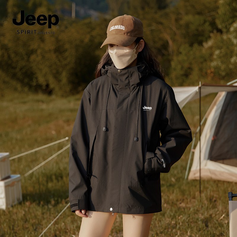 JEEP Jeep Jacket 여성용 Three-in-One 2023 남성용 새 고품질 방풍 등산 야외 윈드 브레이커