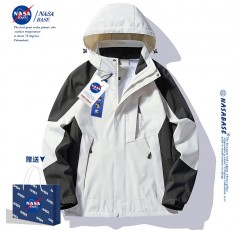 NASA 공동 브랜드 재킷, 봄, 가을 남성 및 여성 3-in-1 분리형 야외 방풍 및 방수 등산 재킷