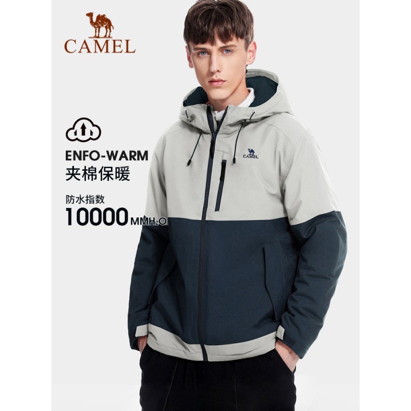 Camel Outdoor 2023 새로운 퀼팅 재킷 방풍 및 방수 여행 패션 컬러 매칭 등산 재킷 남성용