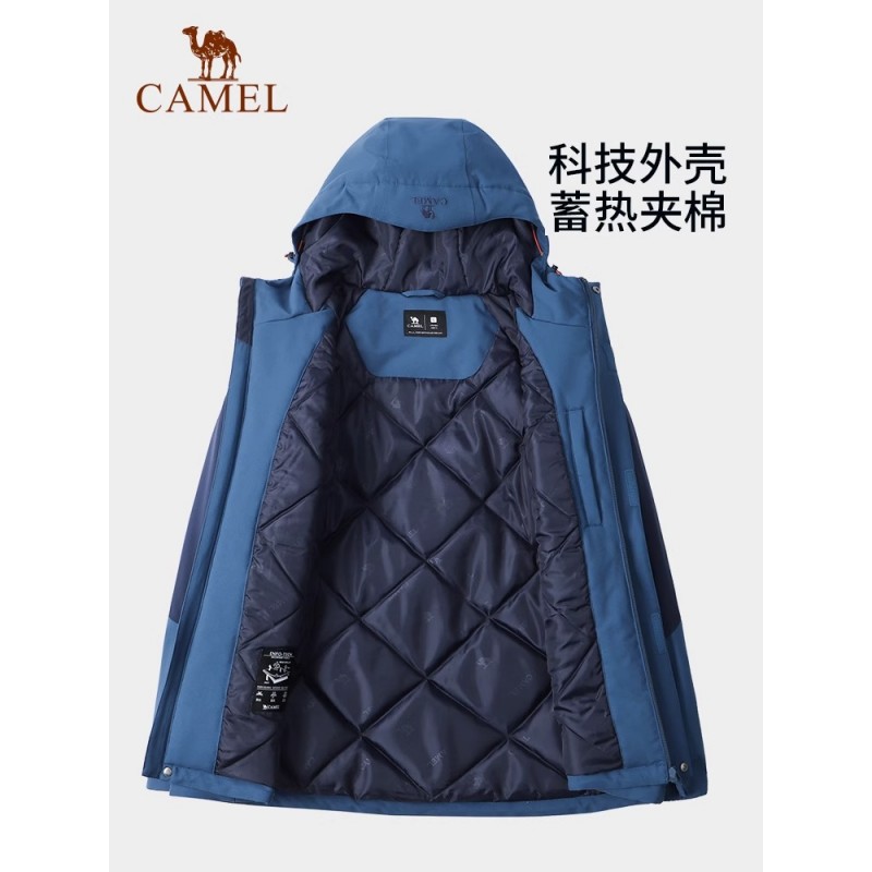 Camel Outdoor 2023 새로운 퀼팅 재킷 방풍 및 방수 여행 패션 컬러 매칭 등산 재킷 남성용