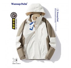 남성과 여성을 위한 WASSUP PALM 재킷 2023 새로운 가을, 겨울 3인 1 방풍 및 방수 야외