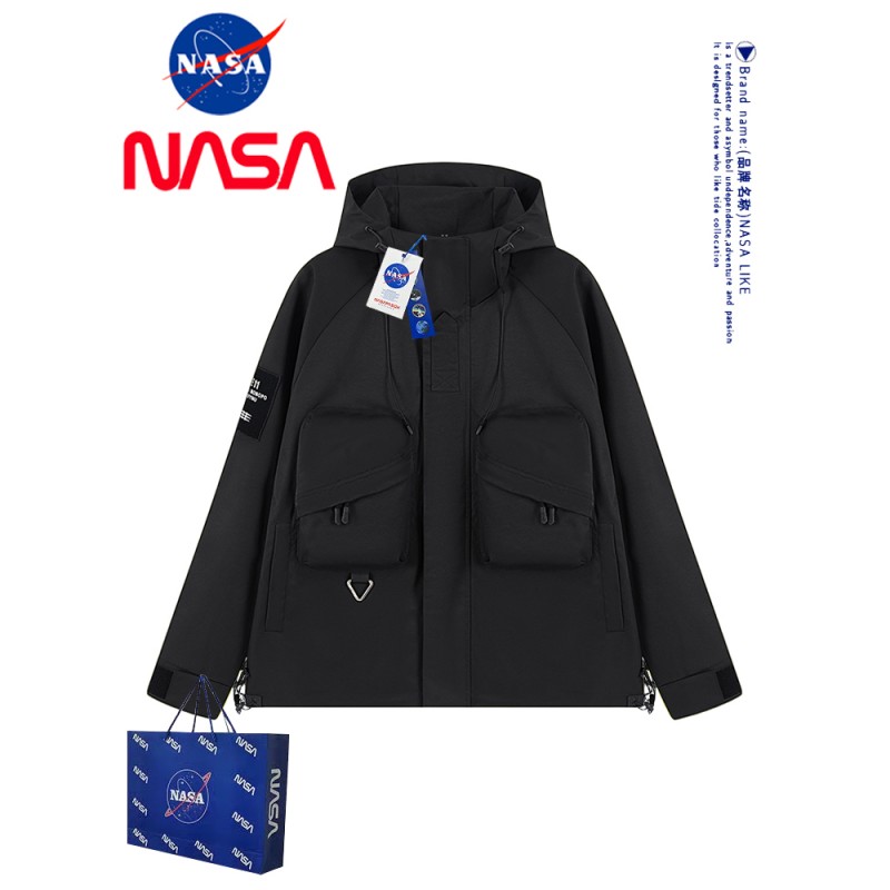 NASA 봄과 가을 새로운 기능성 스타일 커플 야외 재킷 작업복 후드 재킷 남성 등산복 퍼프 잘 생긴 재킷