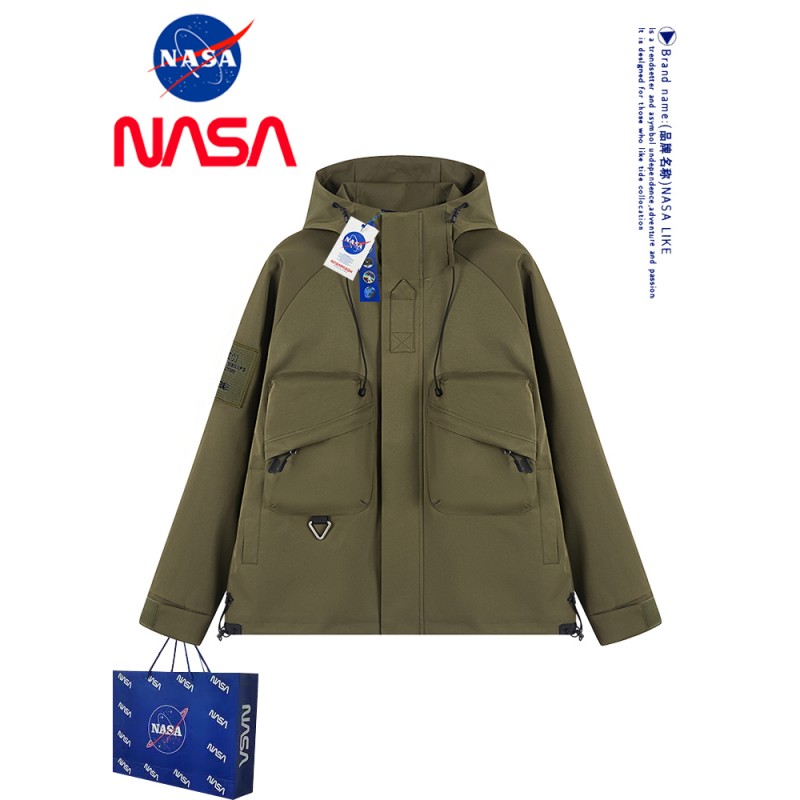 NASA 봄과 가을 새로운 기능성 스타일 커플 야외 재킷 작업복 후드 재킷 남성 등산복 퍼프 잘 생긴 재킷