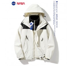 NASA 공동 브랜드 남성용 및 여성용 3-in-1 미국 재킷 트렌디 브랜드 탈착식 라이너 후드 등산 재킷