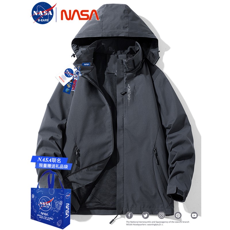 NASA 공동 브랜드 남성용 및 여성용 재킷, 아웃도어 티베트 등산용 재킷, 탈착식 후드, 여성용 방풍 및 방수 재킷