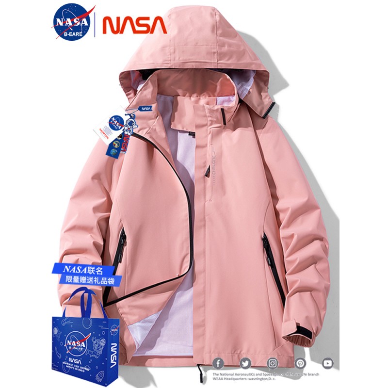 NASA 공동 브랜드 남성용 및 여성용 재킷, 아웃도어 티베트 등산용 재킷, 탈착식 후드, 여성용 방풍 및 방수 재킷