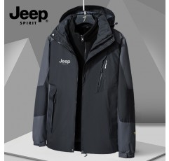 지프 재킷 남성용 3-in-1 분리형 재킷 겨울 벨벳 두꺼운 방풍 및 방수 등산 의류