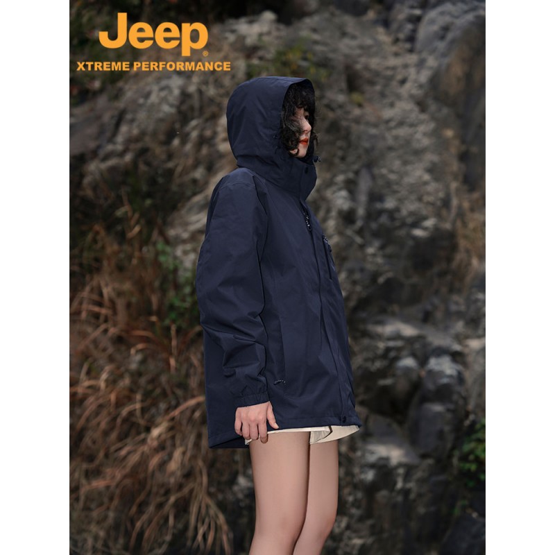 Jeep Jeep 야외 양털 재킷 커플 재킷 분리형 3-in-1 등산복 남성용 방풍 및 방수