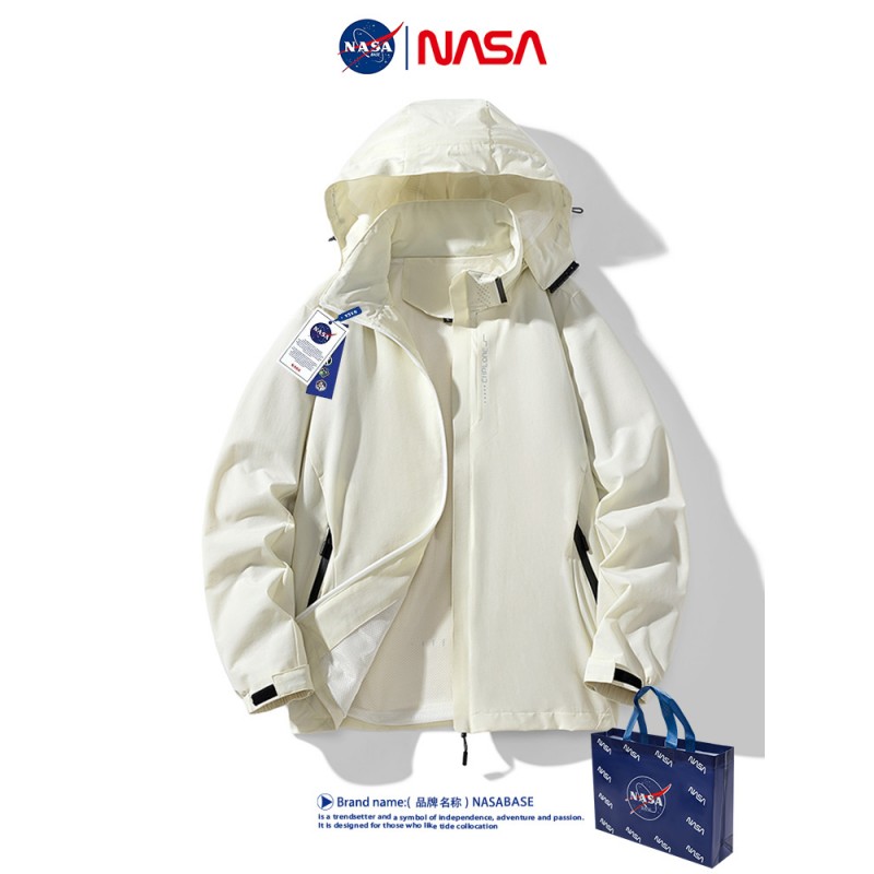 NASA 공동 브랜드 남성 및 여성 재킷, 봄, 가을 트렌드 브랜드 방수 및 방풍 작업복, 쓰촨-티베트 등산복 커플 재킷