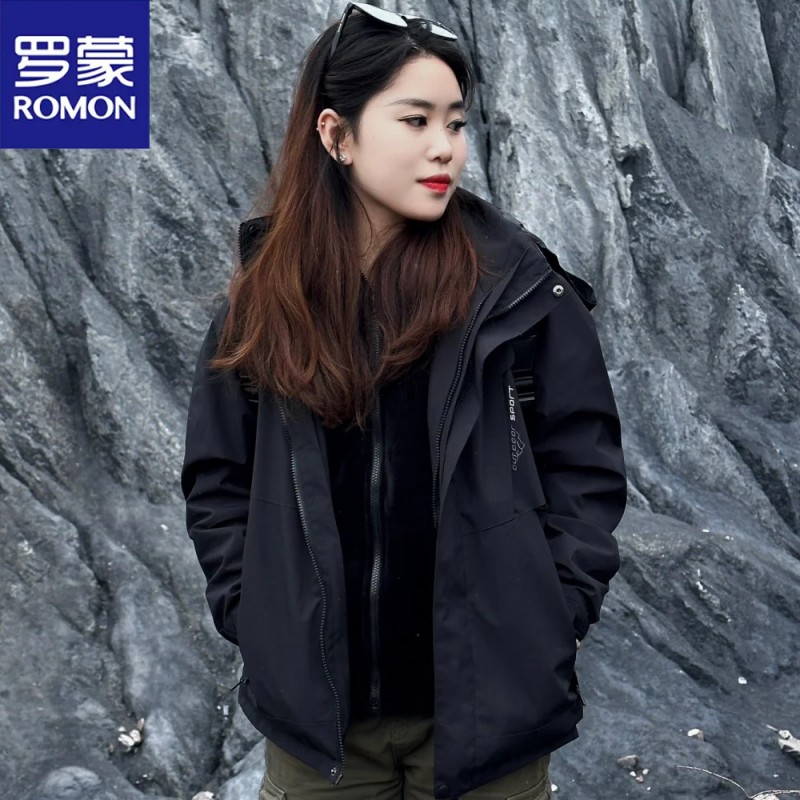 Luo Meng 남성과 여성을 위한 정품 산악 스타일 야외 재킷, 탈착식 3-in-1 방풍 및 따뜻한 티베트 등산 재킷