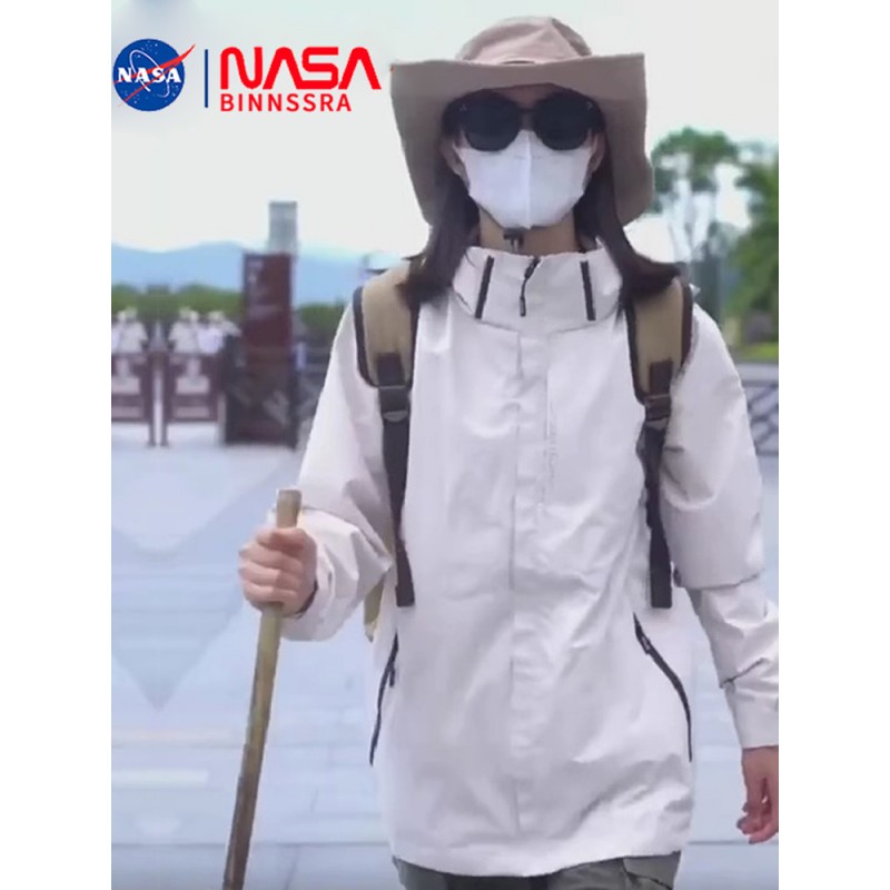 남성 및 여성 야외용 NASA 정품 재킷 2023 새로운 3-in-1 등산복 분리형 방풍 및 방수 재킷