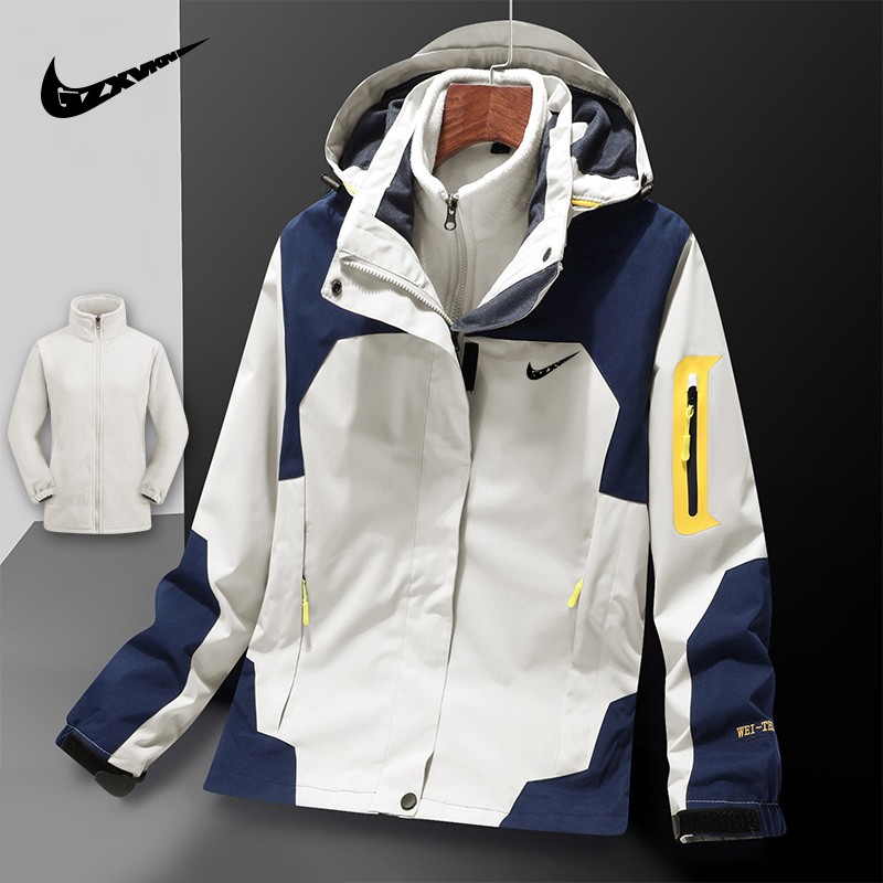 남성 및 여성용 Niketon 재킷, 삼위일체 컬러 차단 재킷, 야외 방수 및 방풍 탈착식 등산 의류 재킷