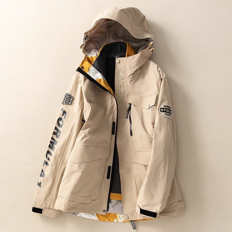 PYBG 가을 야외 남성 및 여성 3-in-One 재킷 재킷 탈착식 방풍 및 방수 커플 다운 등산 재킷