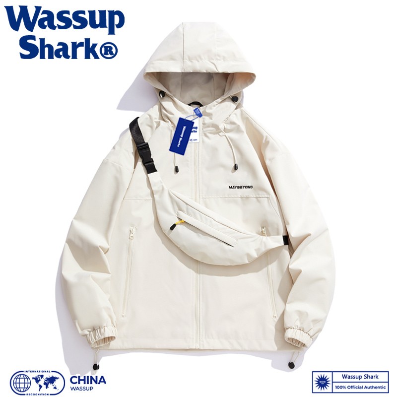 Wassup Shark 남성용 아메리칸 스타일 재킷, 여성용 봄, 가을 야외 방풍 및 방수 커플 등산 재킷