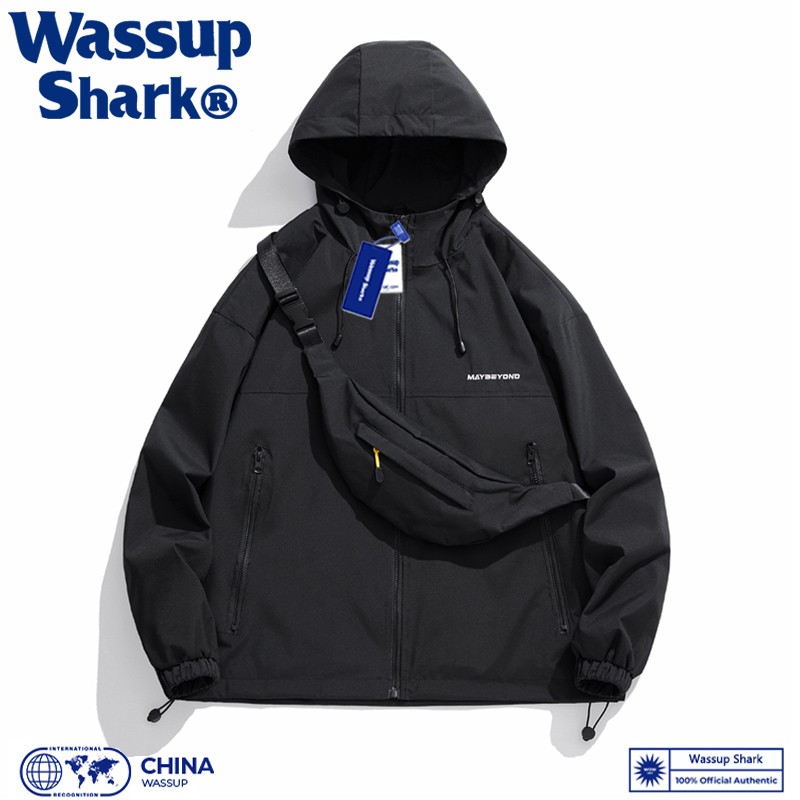 Wassup Shark 남성용 아메리칸 스타일 재킷, 여성용 봄, 가을 야외 방풍 및 방수 커플 등산 재킷